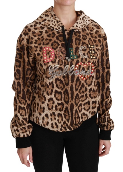 Dolce & Gabbana  Brown Hooded Studded Ayers Leopard Sweater