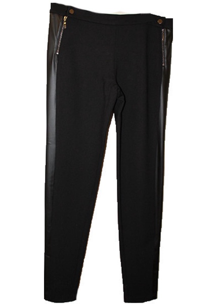 faux leather straight pant in black