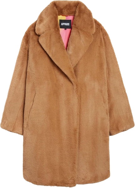 women's stella faux fur 3/4 coat, biscuit brown