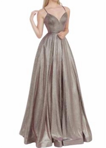 metallic ballgown in metallic gold