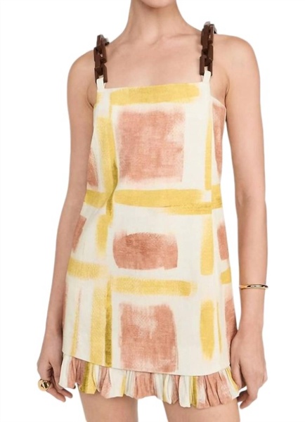 beleza dress in yellow brushstroke