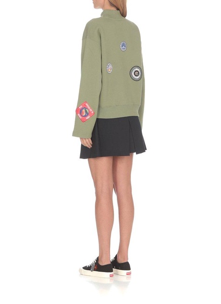 Badges Patch Knitted High-neck Sweatshirt