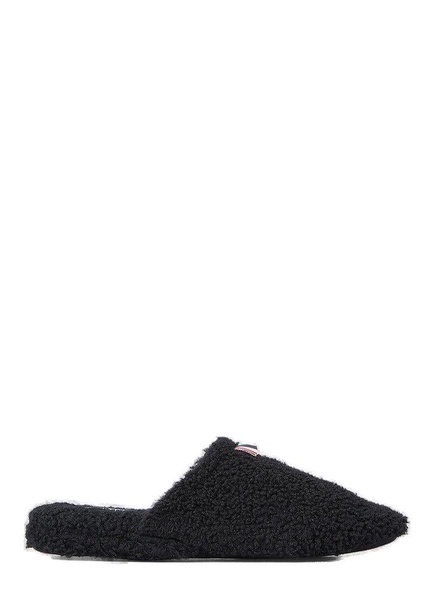Thom Browne Men Logo Tab Shearling Slippers