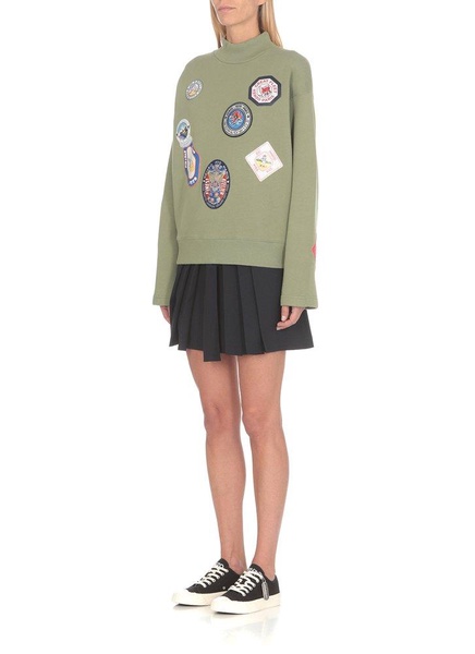 Badges Patch Knitted High-neck Sweatshirt