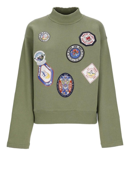 Badges Patch Knitted High-neck Sweatshirt