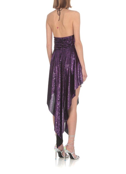 Embellished asymmetrical midi dress