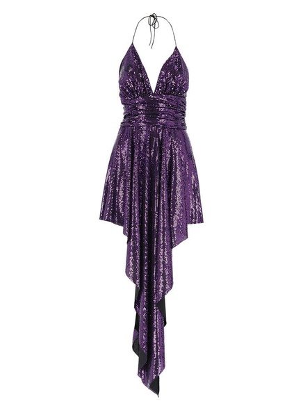Embellished asymmetrical midi dress