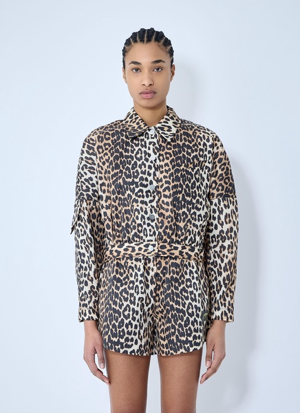 Ganni Women Duchesse Leopard Print Short Jacket