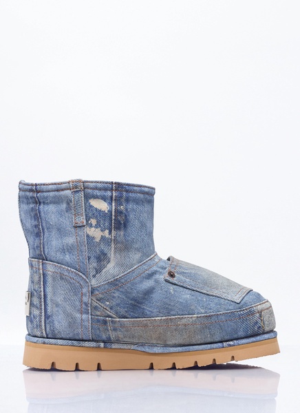 Acne Studios Women Denim-Print Leather Boots
