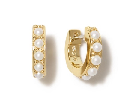 Pearl Huggie Hoops - Ashley