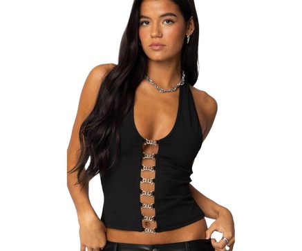 Womens Chain Reaction Cut Out Top