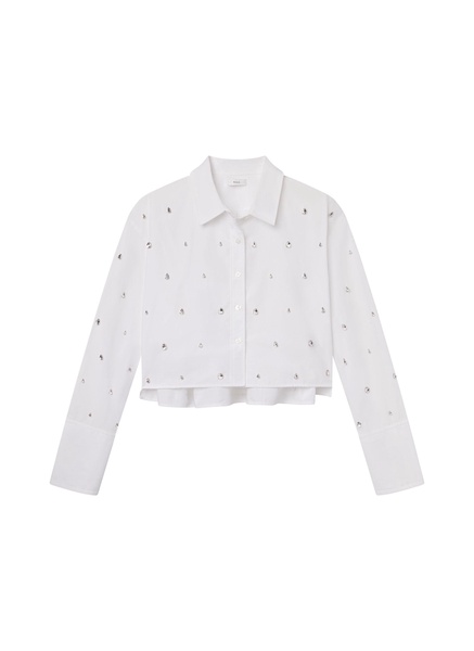 Mackie Embellished Cropped Cotton Shirt