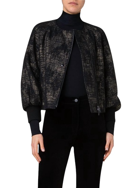 asymmetrical denim jacket with gold thread in black