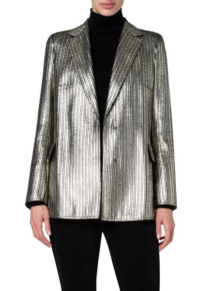 laminate corduroy boyfriend jacket in gold