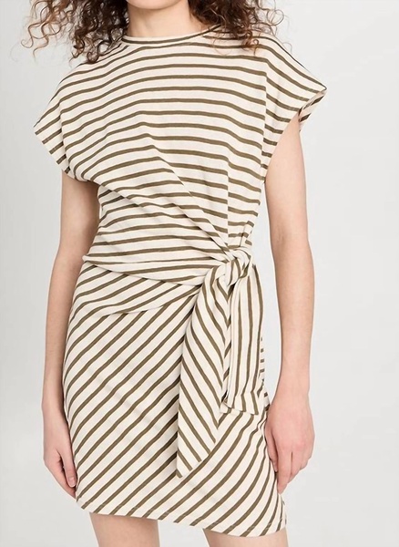 nina cinched mini dress in cream/olive