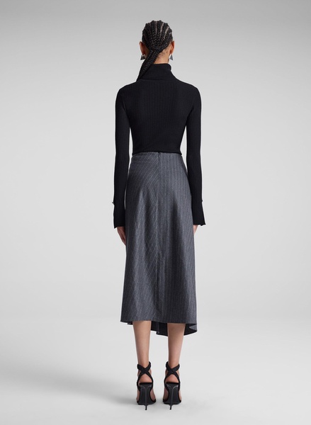 Clara Wool Cashmere Pinstripe Midi Skirt