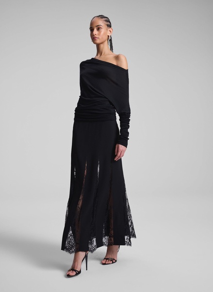Mira Pleated Lace Maxi Skirt