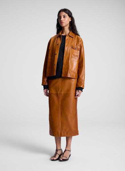 Mabel Leather Midi Skirt