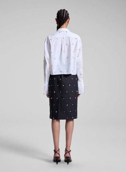 Mackie Embellished Cropped Cotton Shirt
