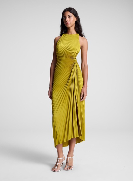 Reagan Satin Pleated Midi Dress