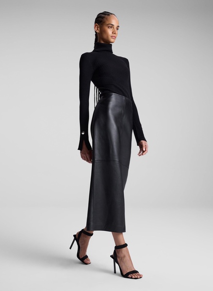 Marta Straight Leather Maxi Skirt