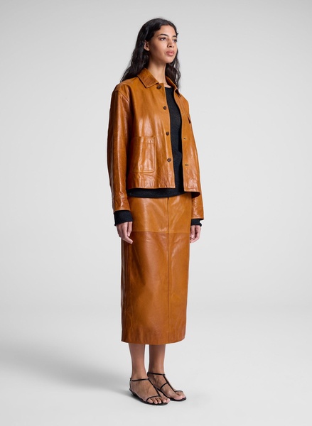 Mabel Leather Midi Skirt