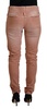 Pink Mid Waist Slim Fit Women Casual Pants