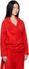 Red BathrobeV-hood Terrycloth Hoodie
