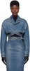 Cropped denim wrap jacket
