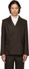 Brown Linen Double-Breasted Blazer