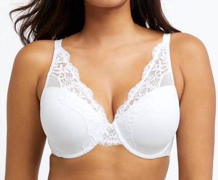 smooth u comfort stretch lace underwire bra in white
