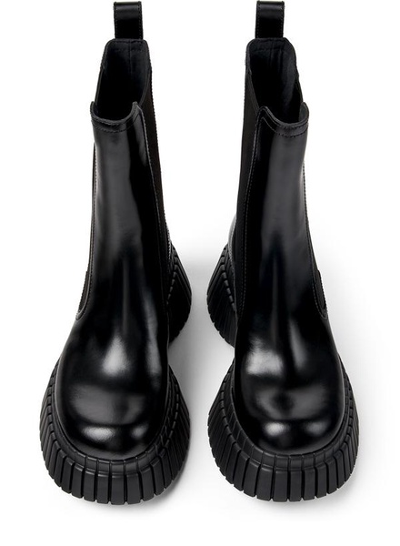 Black leather chelsea boots for women
