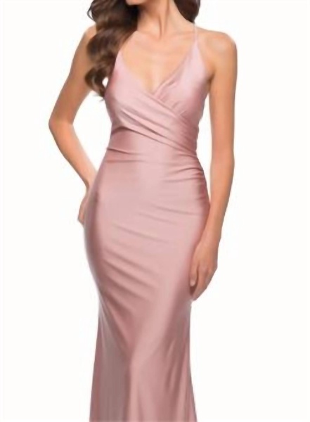 jersey long open back dress in mauve