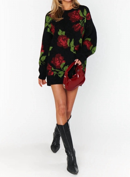 send me roses oversized sweater dress in black