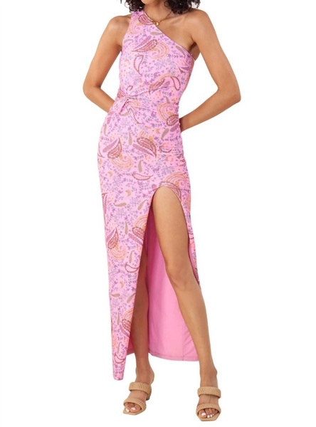 stassie one shoulder maxi dress in pink