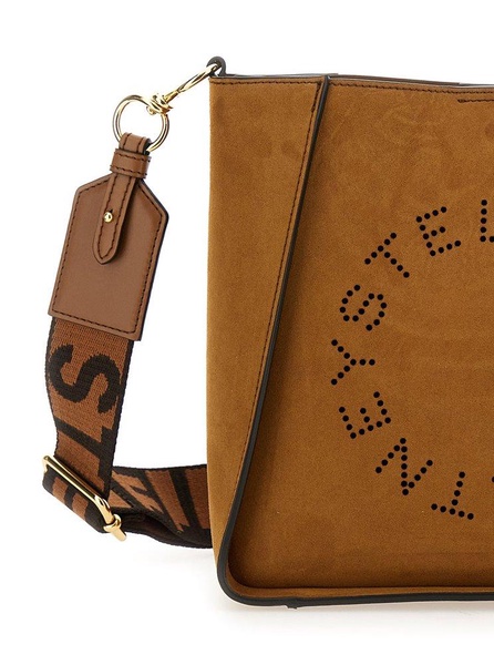 Beige Crossbody Bag With Front Ring Logo In Eco-leather Woman
