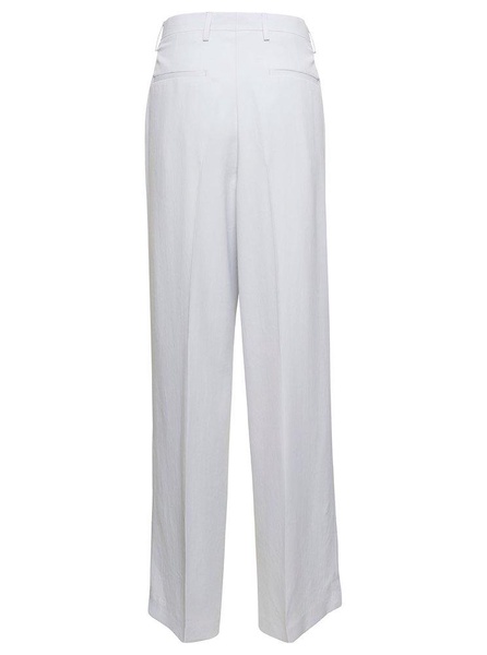 White Pants with Pressed Crease in Acetate Woman
