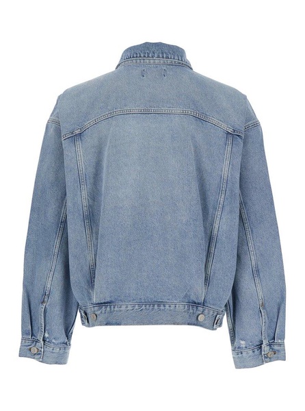 'stefano' Light Blue Jacket With Classic Collar In Denim Man