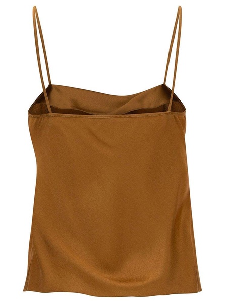 Beige Top With Draped Neckline In Silk Blend Woman