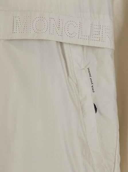 Moncler Grenoble 'Negara' Beige Jacket With Logo Print On The Front And Removable Hood In Tech Fabric Man