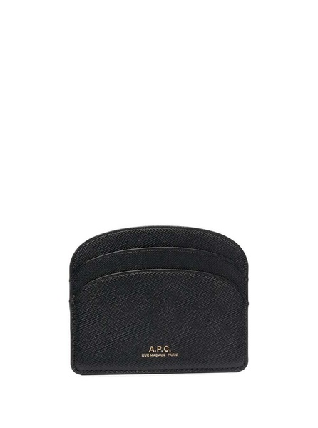 Woman's Demi Lune Black Hammered Leather Cardholder