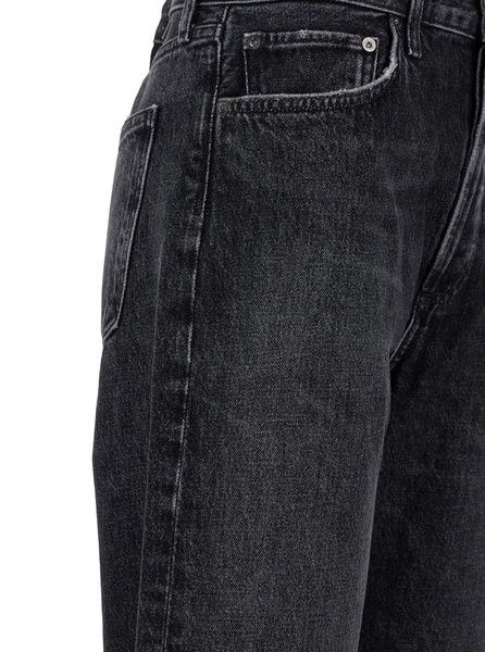 'Fran' Black Bootcut Jeans with Cuffs in Denim Woman