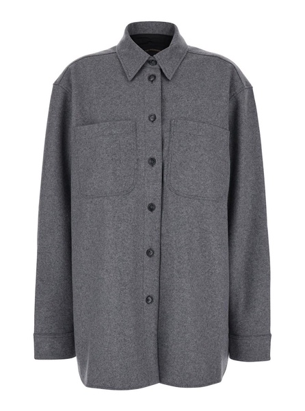 'Tina' Grey Oversize Shirt in Wool Woman