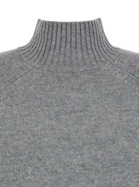 Grey High Neck Sweater in Wool and Cashmere Woman