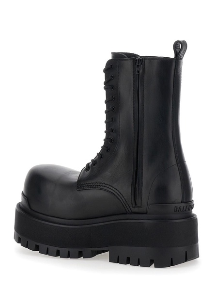 Balenciaga Black Ankle Boots With Logo Plaque On The Front And Side Zips In Leather Man