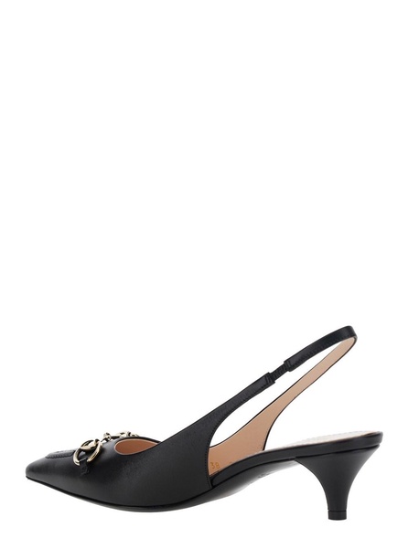 'Erin' Black Pumps with Horsebit Detail in Leather Woman