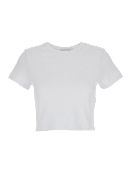 White Cropped Tee in White Cotton Woman