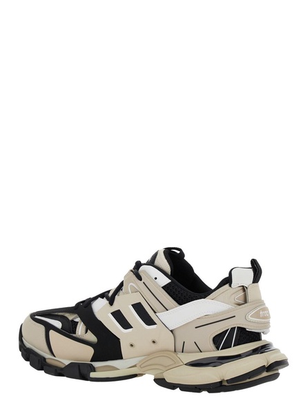 'Track' Beige and Black Low Top Sneakers with Logo Detail in Mesh and Nylon Man