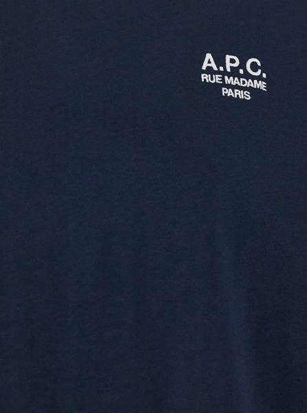 A.P.C. Blue Crewneck T-Shirt With Logo Embroidered On The Front In Cotton Man