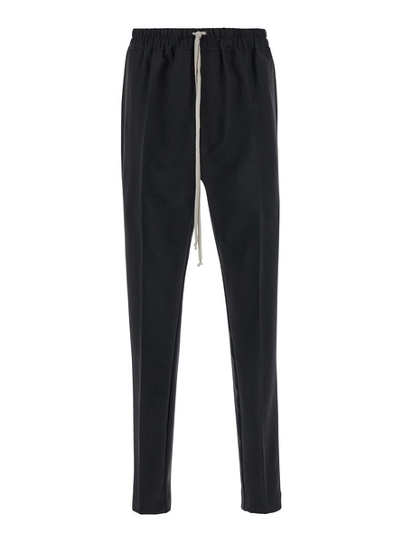 Black Pants With Oversize Drawstring In Wool Man